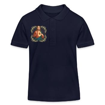Jésus vintage, Jésus-Christ, Sacré-Cœur, Sauveur - Polo enfant bio Stanley/Stella - bleu marine - Devant