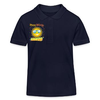 Vacances à la mer, vacances, soleil qui rit, dire - Polo enfant bio Stanley/Stella - bleu marine - Devant