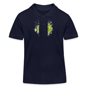 husband fisher fishing fishing fishing hook happy - Kids Organic Polo Shirt by Stanley/Stella - navy - Front