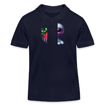 Alien UFO Strawberry funny fruity - Kids Organic Polo Shirt by Stanley/Stella - navy - Front