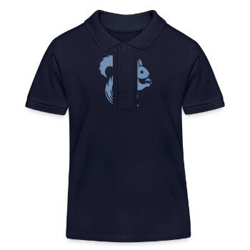 Minimalistische Eichhörnchen Silhouette mit Nuss - Kinder Organic Poloshirt Mini Sprinter von Stanley/Stella - Navy - Vorne