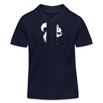 Minimalistische Eichhörnchen Silhouette mit Nuss - Kinder Organic Poloshirt Mini Sprinter von Stanley/Stella - Navy - Vorne