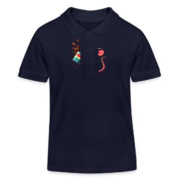 Mouse with coffee caffeine shock - Kids Organic Polo Shirt by Stanley/Stella - navy - Front