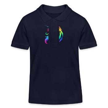 Cooler Cyborg-Einhorn Regenbogen - Kinder Organic Poloshirt Mini Sprinter von Stanley/Stella - Navy - Vorne