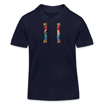Ma canne et mon achigan - Polo enfant bio Stanley/Stella - bleu marine - Devant