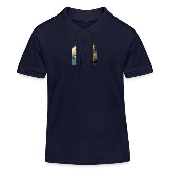 Excavatrice jouet avec sable / tas de sable et gravier - Polo enfant bio Stanley/Stella - bleu marine - Devant