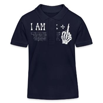 I Am 58 Plus Middle Finger - 59th Birthday - Kids Organic Polo Shirt by Stanley/Stella - navy - Front