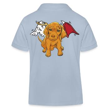 Dog Pets Angel Devil Wings Dogs Devilish - Kids Organic Polo Shirt by Stanley/Stella - sky blue - Back