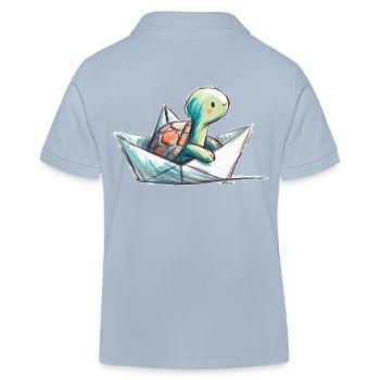 Tortue dans un bateau en papier - Polo enfant bio Stanley/Stella - bleu ciel - Dos