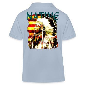 Chef autochtone sur le drapeau des États-Unis - Polo enfant bio Stanley/Stella - bleu ciel - Dos