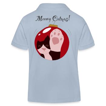 Meowy Catmas boule rouge, chat de smoking - Polo enfant bio Stanley/Stella - bleu ciel - Dos