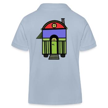 Bauwagen Hütte Wohnmobil Campingwagen wohnen Haus - Kinder Organic Poloshirt Mini Sprinter von Stanley/Stella - sky Blue - Hinten