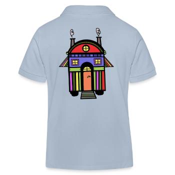 Bauwagen farbenfroh bunt Hippie Haus wohnen Öko - Kinder Organic Poloshirt Mini Sprinter von Stanley/Stella - sky Blue - Hinten
