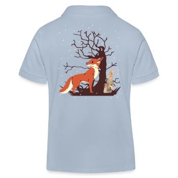 Faune, animaux des bois, renard, lapin, cadeau de Noël - Polo enfant bio Stanley/Stella - bleu ciel - Dos
