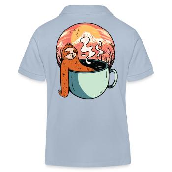 Sloth, Relaxation, Tea, Coffee, Break, Ready for Vacation - Kids Organic Polo Shirt by Stanley/Stella - sky blue - Back