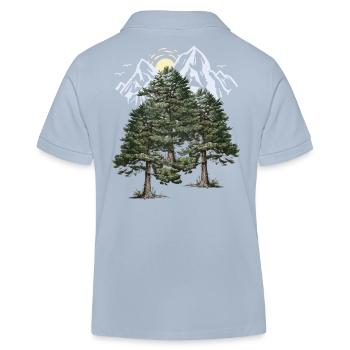 nature sauvage, montagnes, nature, forêt, pins, sapins, arbres - Polo enfant bio Stanley/Stella - bleu ciel - Dos