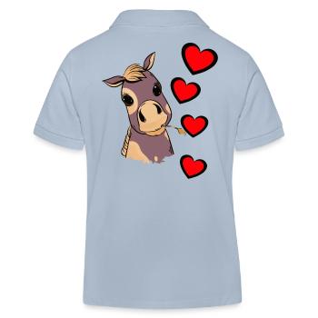 Poulain bébé cheval coeur enfant cadeau d’anniversaire - Polo enfant bio Stanley/Stella - bleu ciel - Dos