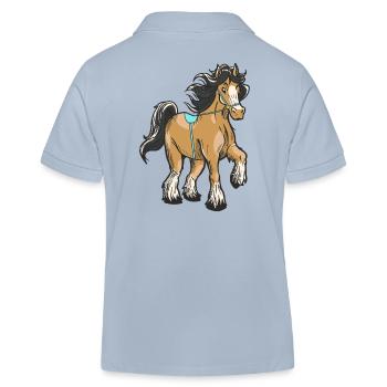 cheval, équitation, cavalier, cavalier, enfant, poney, cheval, cheval - Polo enfant bio Stanley/Stella - bleu ciel - Dos