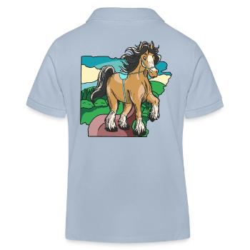 Equitation cavalier cavalier enfant poney enfants - Polo enfant bio Stanley/Stella - bleu ciel - Dos