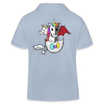 Baby Einhorn Geburt Engel Teufel satanisch Ei - Kinder Organic Poloshirt Mini Sprinter von Stanley/Stella - sky Blue - Hinten