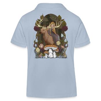Conte de fées Conte de fées Personnage Fille Forêt Nature Cerf - Polo enfant bio Stanley/Stella - bleu ciel - Dos
