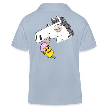 Cheval, Été, Crème Glacée, Faim, Grignotage, Rafraîchissement - Polo enfant bio Stanley/Stella - bleu ciel - Dos