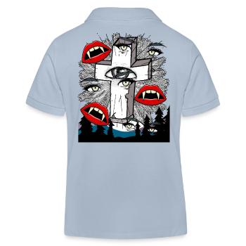 Halloween Horror Vampir Kreuz - Kinder Organic Poloshirt Mini Sprinter von Stanley/Stella - sky Blue - Hinten