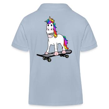 Licorne Skater Skateboard Ados Enfant - Polo enfant bio Stanley/Stella - bleu ciel - Dos