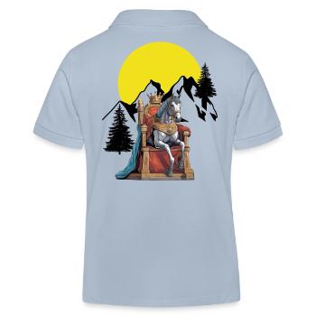 Cheval, Chevaux, Royaume, Roi, Fantastique, Trône, Héros - Polo enfant bio Stanley/Stella - bleu ciel - Dos