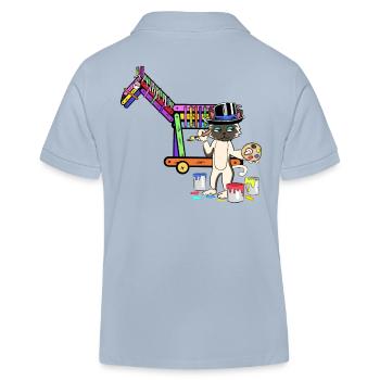 Cat Art Painter Paint Brush Artist Horse Horse - Kids Organic Polo Shirt by Stanley/Stella - sky blue - Back