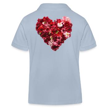 Heart of Red Blossoms - Passionate Flower Pr - Kids Organic Polo Shirt by Stanley/Stella - sky blue - Back