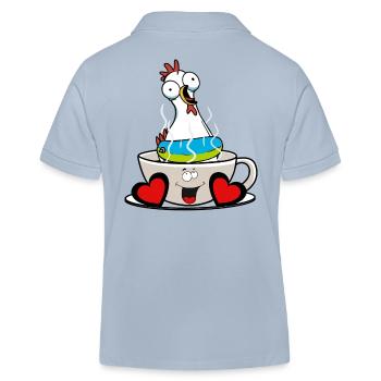 Tasse de pause café poulet matin grouch - Polo enfant bio Stanley/Stella - bleu ciel - Dos