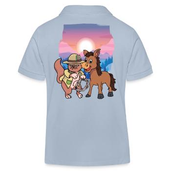 Sinistre, Chat, Far West, Chats, Cavalier, Cavalier - Polo enfant bio Stanley/Stella - bleu ciel - Dos