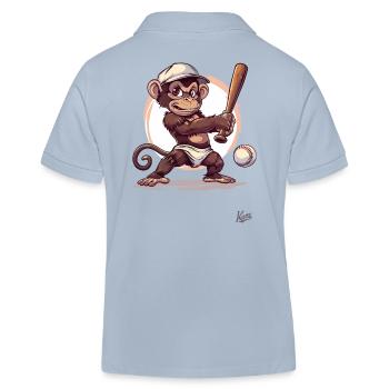 Baseball Player with Bat: Baby Monkey - Kids Organic Polo Shirt by Stanley/Stella - sky blue - Back