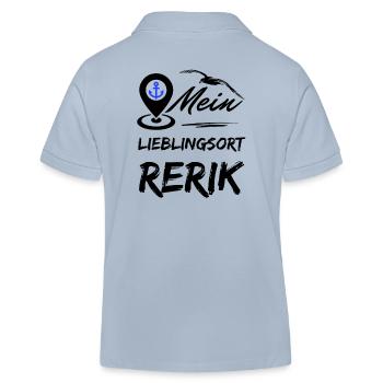 Rerik my favorite place-Baltic Sea resort Rerik-Seagull anchor - Kids Organic Polo Shirt by Stanley/Stella - sky blue - Back