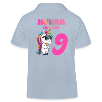 Licorne d’anniversaire des enfants de 9 ans - Hourra j’ai 9 ans - Polo enfant bio Stanley/Stella - bleu ciel - Dos