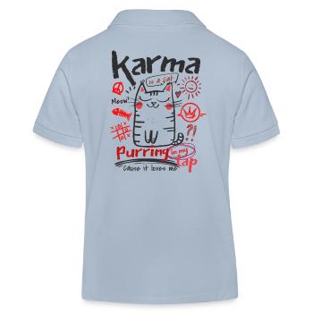 Karma is a Cat - Kids Organic Polo Shirt by Stanley/Stella - sky blue - Back