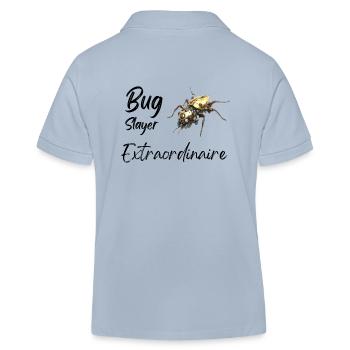 Bug Slayer Extraordinaire - Kids Organic Polo Shirt by Stanley/Stella - sky blue - Back