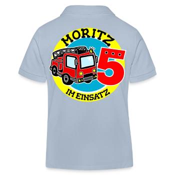 Name Moritz 5. Geburtstag Personalisiert - Kinder Organic Poloshirt Mini Sprinter von Stanley/Stella - sky Blue - Hinten