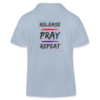 Release Pray Repeat - Kids Organic Polo Shirt by Stanley/Stella - sky blue - Back