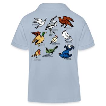 Ornithology Ornithology Colorful Retro Birds Garden - Kids Organic Polo Shirt by Stanley/Stella - sky blue - Back