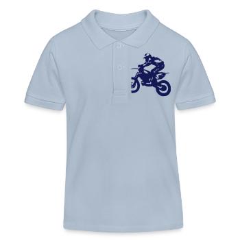 Motocross driver motorbike machine race motorcycle - Kids Organic Polo Shirt by Stanley/Stella - sky blue - Front