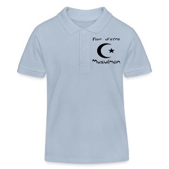fier d'être musulman - Polo enfant bio Stanley/Stella - bleu ciel - Devant