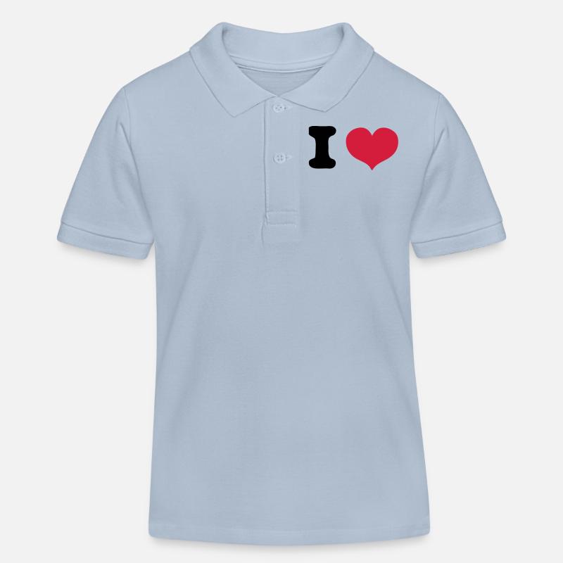 i love - Polo enfant bio Stanley/Stella - bleu ciel