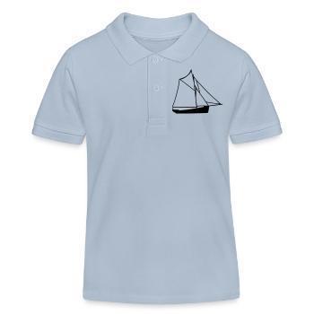 dessin de bateau navire sloop frégate - Polo enfant bio Stanley/Stella - bleu ciel - Devant