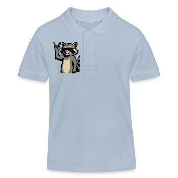 Cooler Waschbär mit Sonnenbrille. - Kinder Organic Poloshirt Mini Sprinter von Stanley/Stella - sky Blue - Vorne