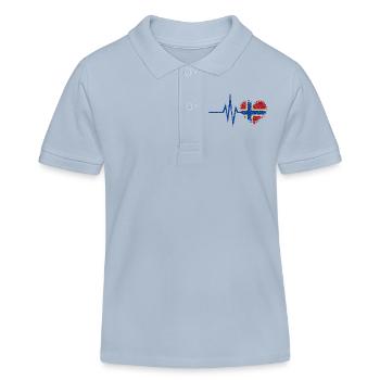 Mon cœur bat pour la Norvège - Coeur Glitter - Polo enfant bio Stanley/Stella - bleu ciel - Devant