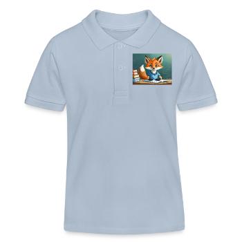 cute little fiend fox everyday life – is reading - Kids Organic Polo Shirt by Stanley/Stella - sky blue - Front