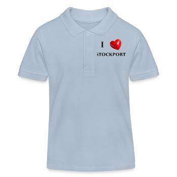I Love Stockport - Black Text - Kids Organic Polo Shirt by Stanley/Stella - sky blue - Front