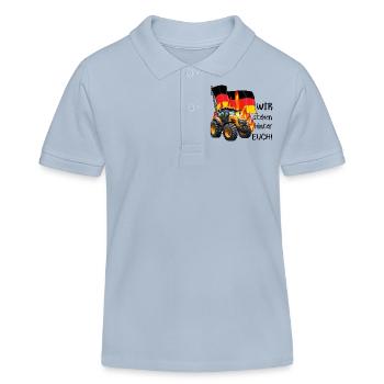 Wir stehen hinter den Bauern - Kinder Organic Poloshirt Mini Sprinter von Stanley/Stella - sky Blue - Vorne